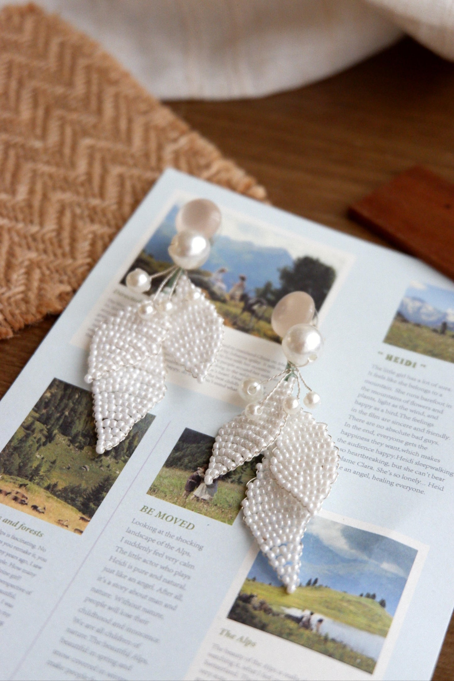 Frostleaf Whisper Pearl Earrings