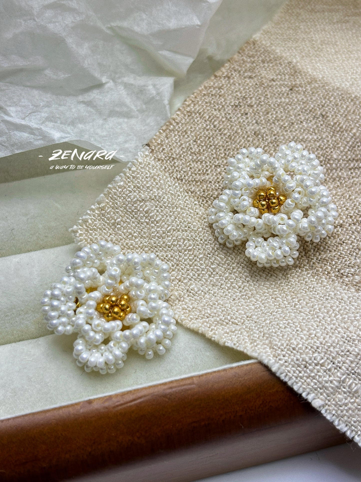 Pearl - clustered Flower Clip-on Earrings