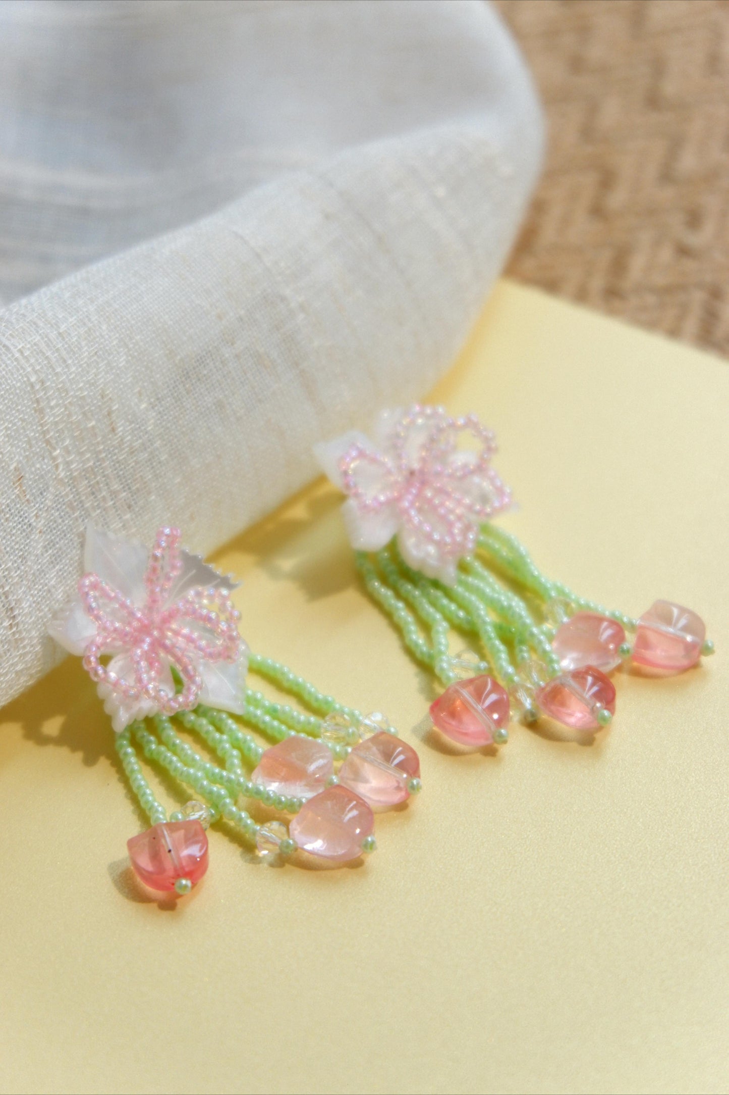 Peach Rhyme Fairy Dew Earrings