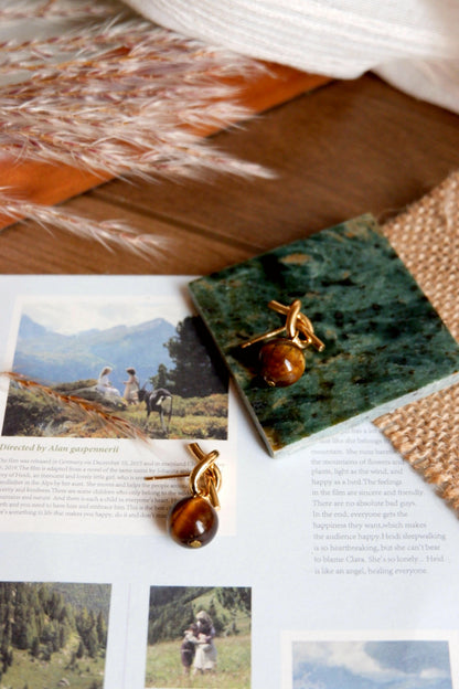 Golden Tiger's Eye Knot Studs