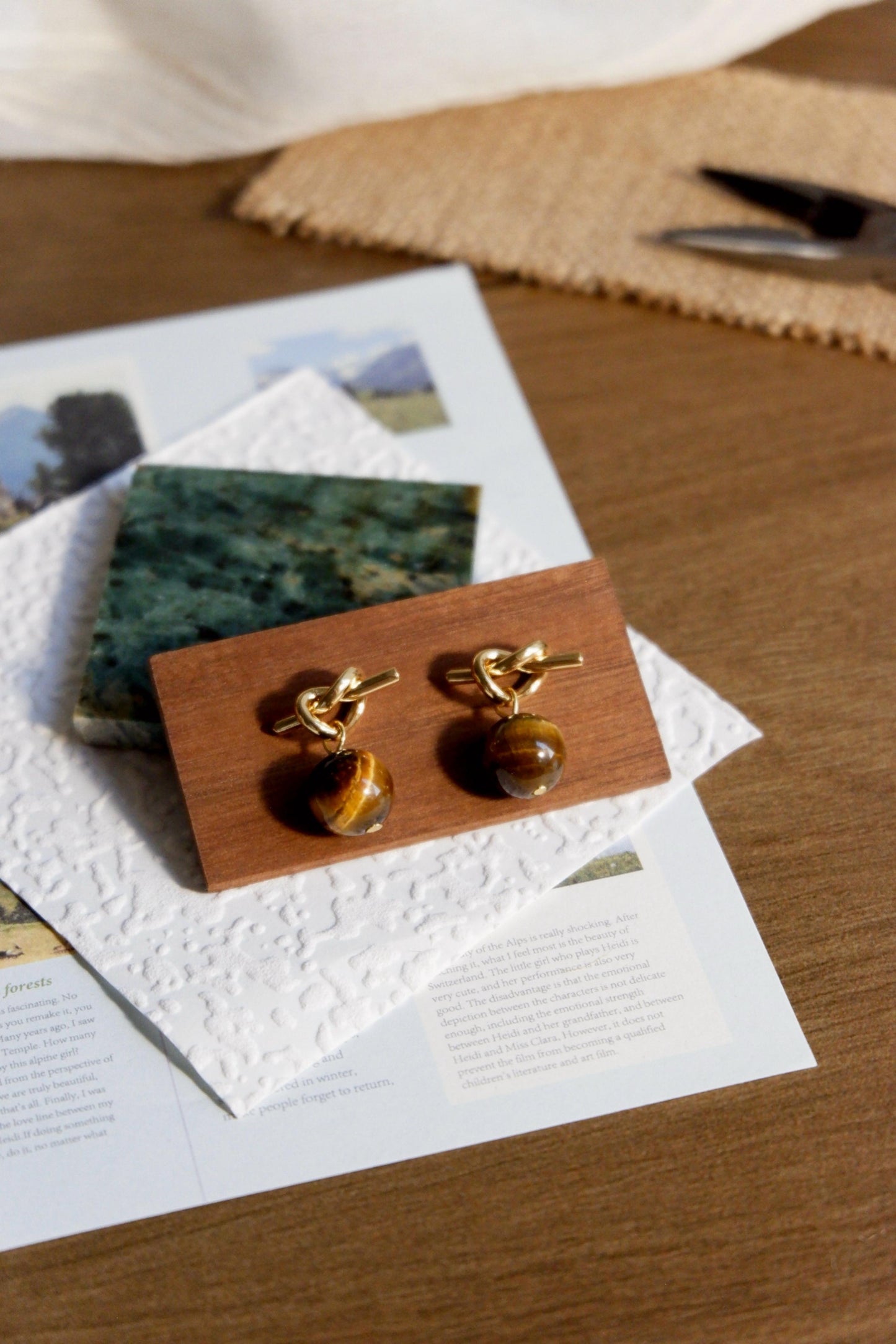 Golden Tiger's Eye Knot Studs