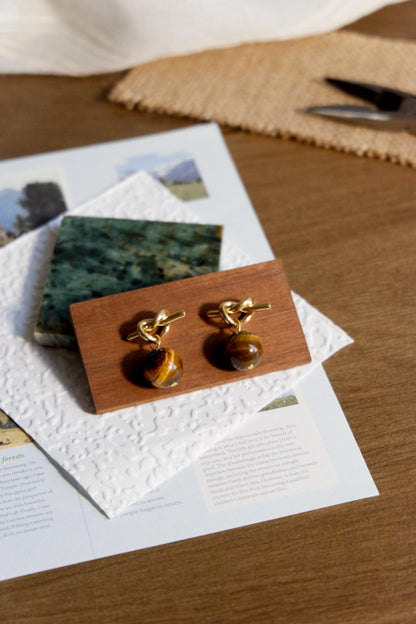 Golden Tiger's Eye Knot Studs