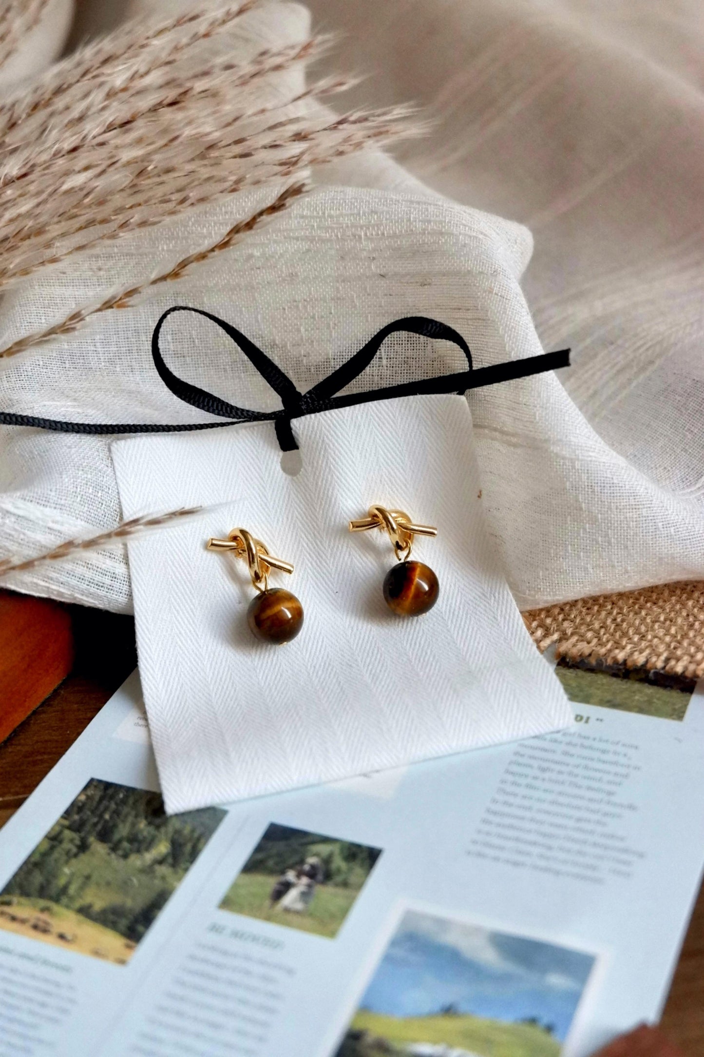 Golden Tiger's Eye Knot Studs