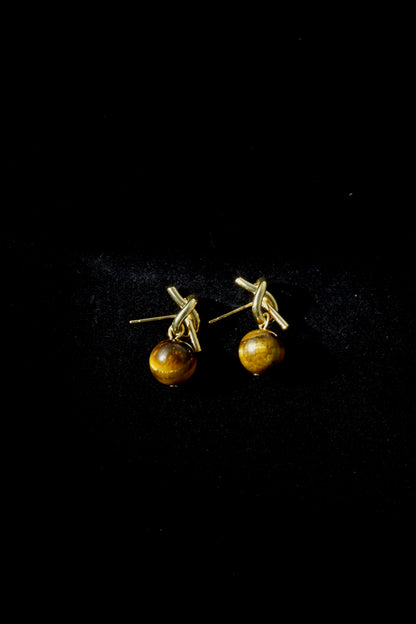 Golden Tiger's Eye Knot Studs